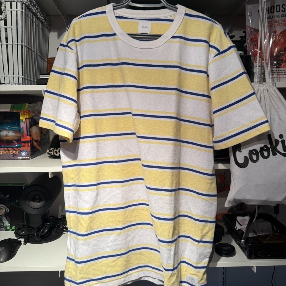 Vans Men's Tee with Yellow and Blue Stripes